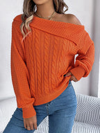 Sarah Express Women's Off-Shoulder Cable Knit Sweater