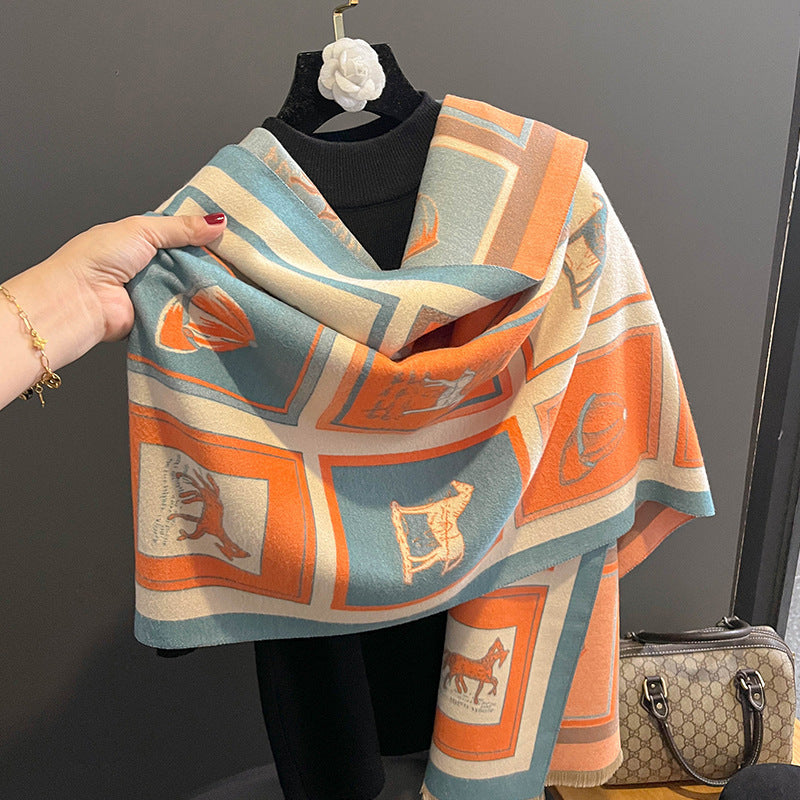 Sarah Express Tie-Dye Imitation Cashmere Scarf Shawl Oversized Wrap