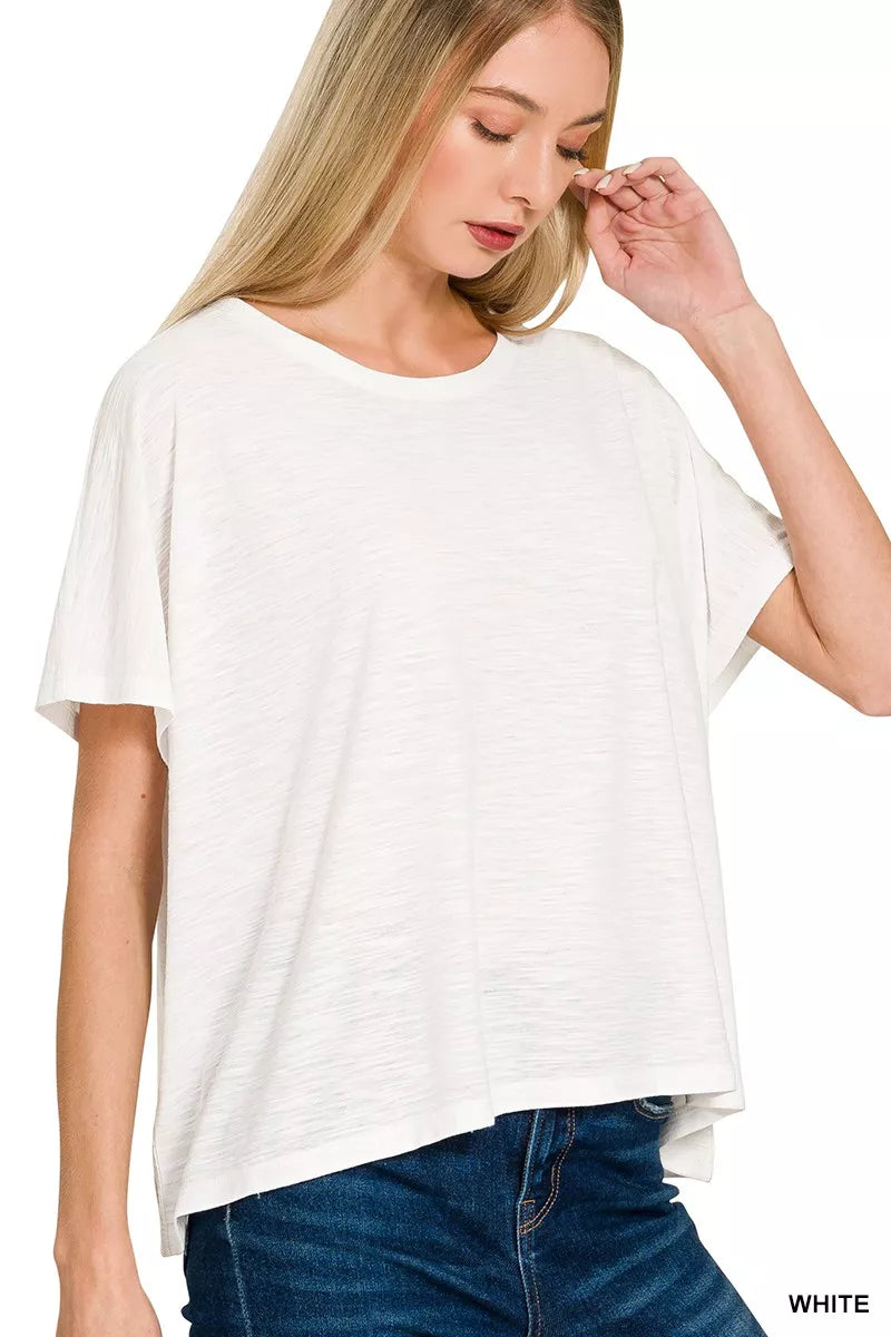 Sarah Express Women's Round Neck Short Sleeve T-Shirt - Relaxed Fit Casual Tee WHITE