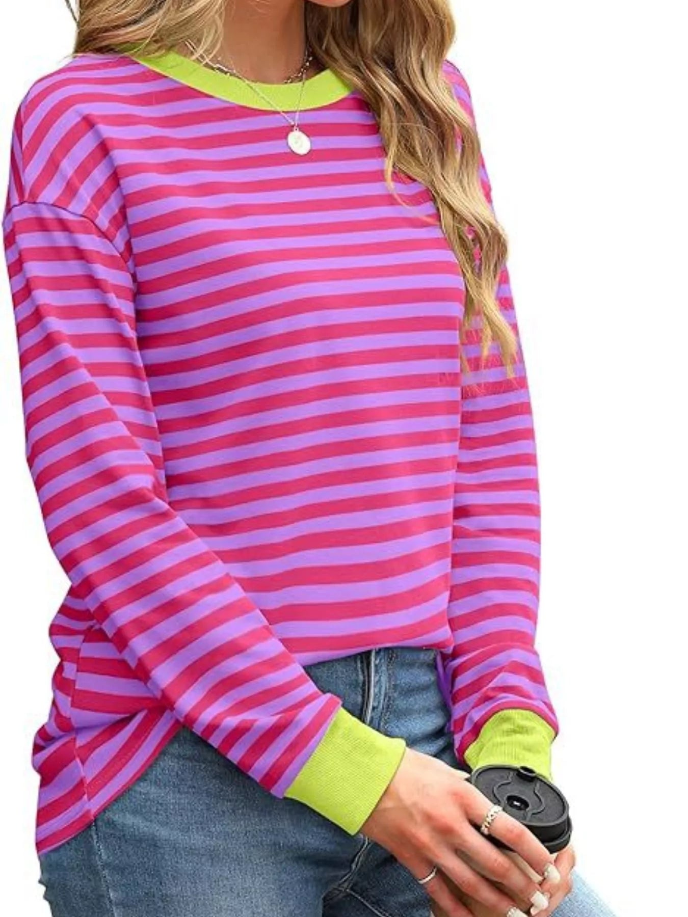 Sarah Express Women's Striped Long Sleeve Casual T-Shirt