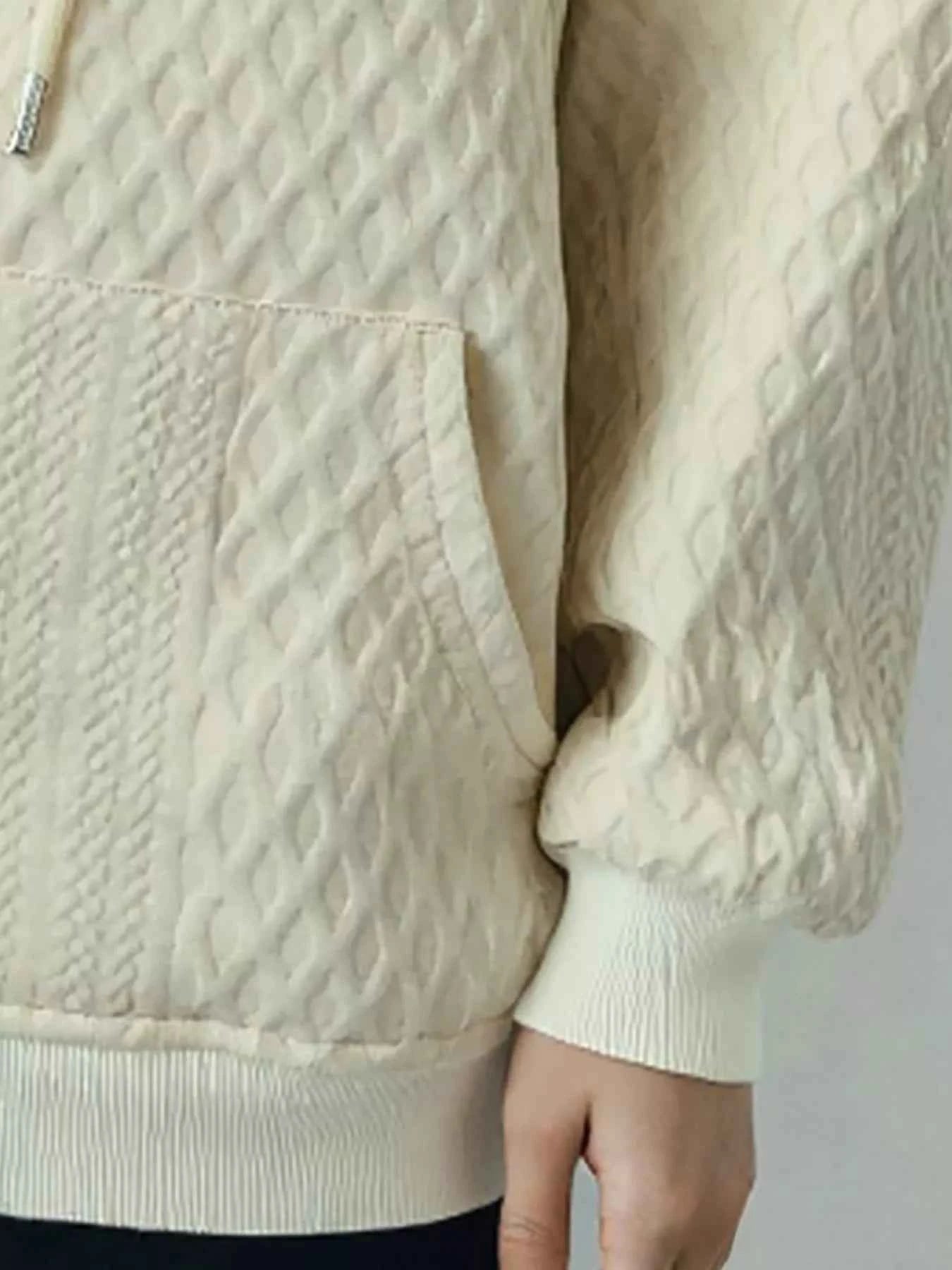 Sarah Express Women's Textured Knit Zip-Up Hoodie with Pockets - Drawstring Hooded Jacket