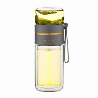 Sarah Express Premium Double Wall Glass Tea Infuser Bottle - Leak Proof Insulated Water Bottle 400-450ml