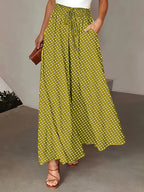 Sarah Express Women's Polka Dot Wide-Leg Pants Elastic Waist Loose Fit Casual Trousers