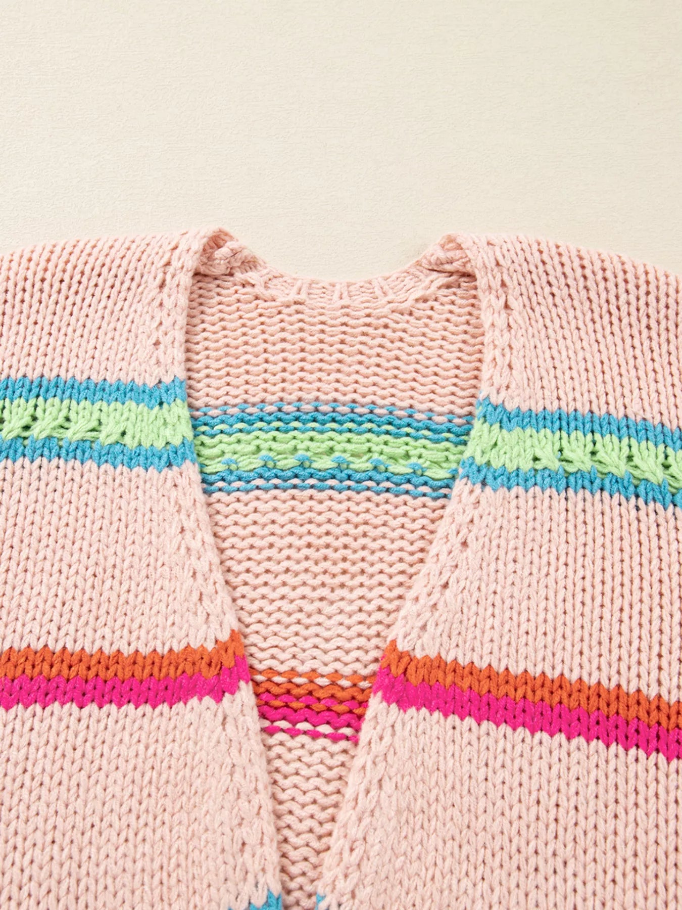 Sarah Express Women's Open Front Striped Pattern Knit Oversize Cardigan