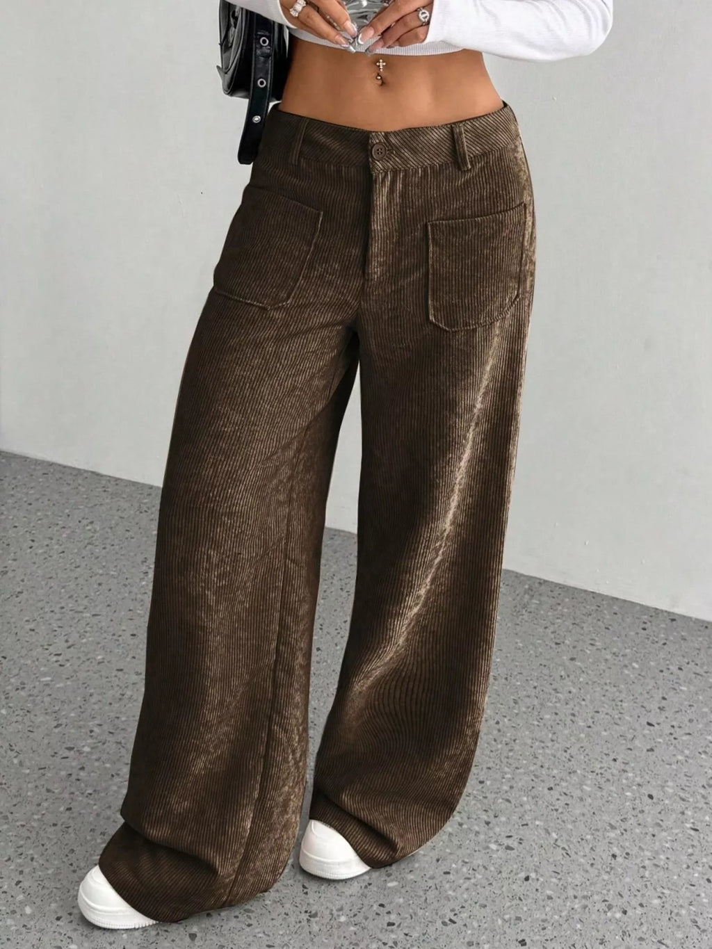 Sarah Express Women's Corduroy Wide Leg Pants
