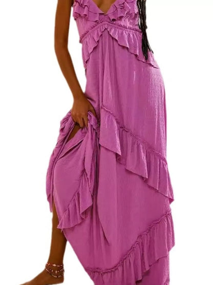 Sarah Express Women's Ruffled Halter Neck Maxi Dress