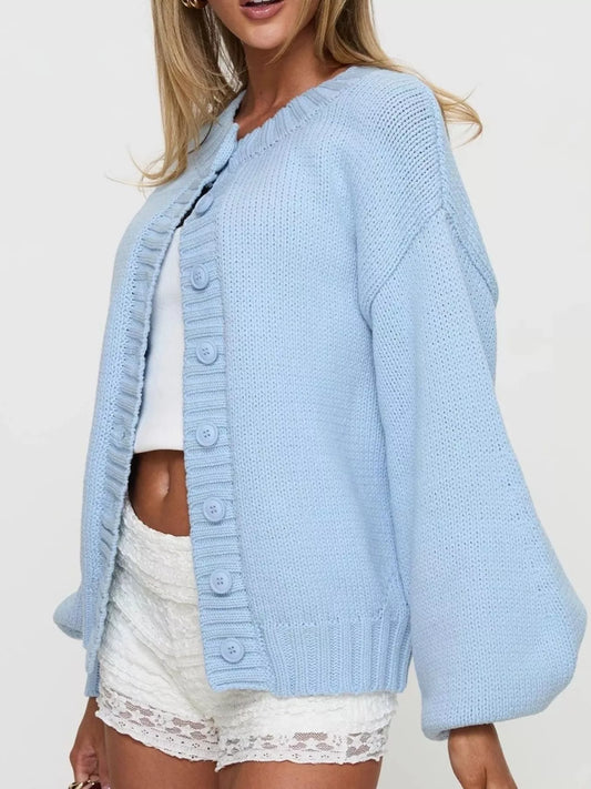 Sarah Express Women's Button-Down Knit Cardigan Plus Size - Soft Layering Sweater