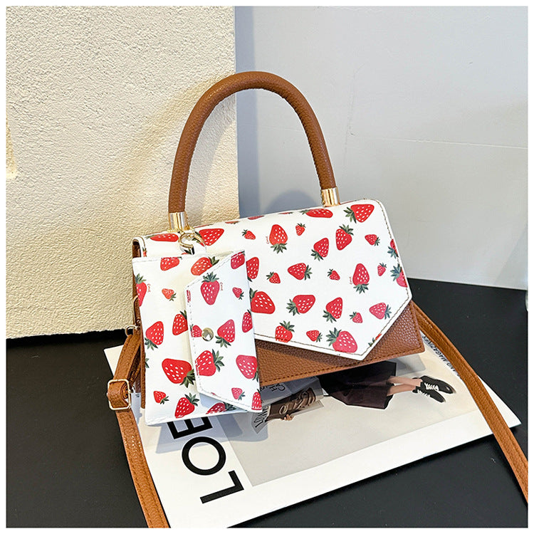 Sarah Express Women's PU Leather Crossbody Bag – Minimalist Square Shoulder Bag with Chain Detail Brown