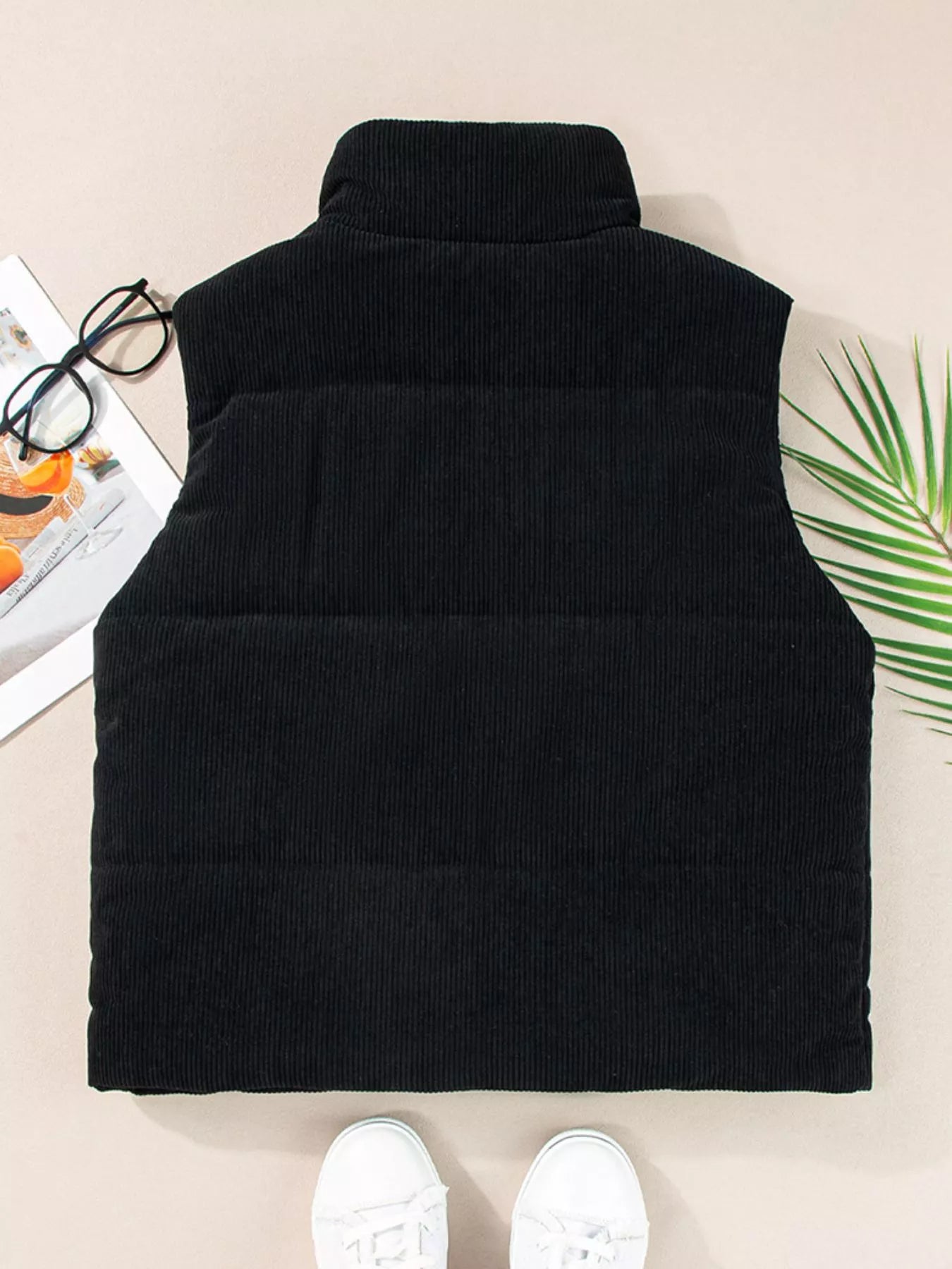 Trendsi Women's Corduroy Zip Up Vest Coat