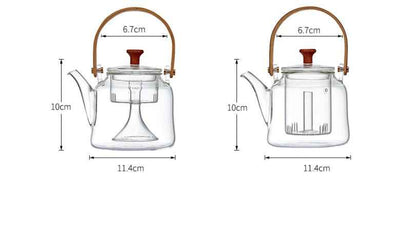 Sarah Express Glass Teapot with Bamboo Handle - Heat Resistant Japanese Style Tea Kettle