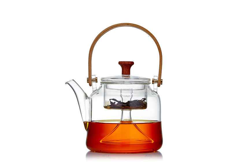 Sarah Express Glass Teapot with Bamboo Handle - Heat Resistant Japanese Style Tea Kettle Steaming teapot
