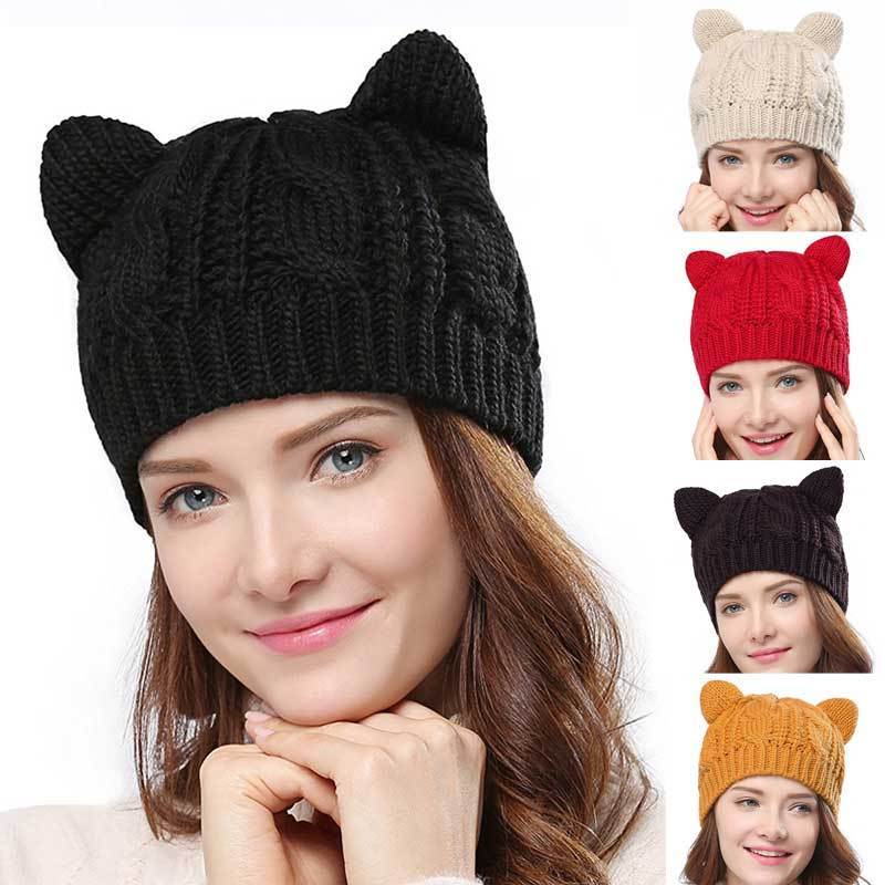 Sarah Express Handmade 3D Knitted Cat Ear Beanie Winter Warm Hat