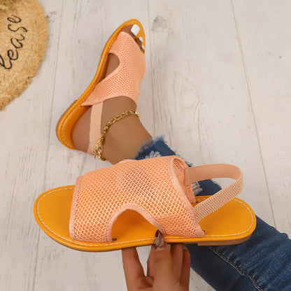 Sarah Express Breathable Mesh Beach Sandals | Lightweight Slip-On Summer Flat Shoes | Unisex Orange