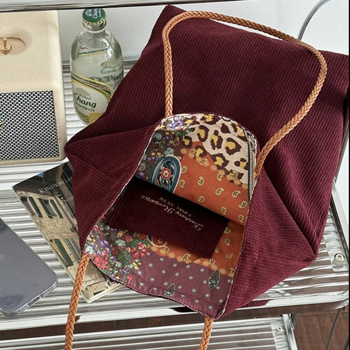 Sarah Express Women's Corduroy Tote Bag - Medium Shoulder Bag