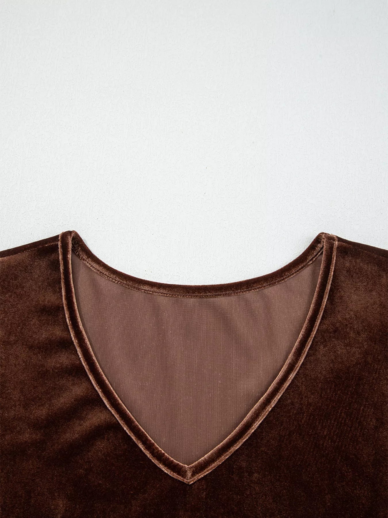 Sarah Express Women's Velvet V Neck Long Sleeve Tiered Mini Dress - Solid Color