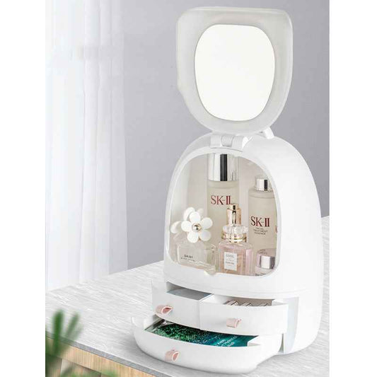 Sarah Express LED Makeup Mirror Cosmetic Storage Organizer with Adjustable Double-Sided Mirror