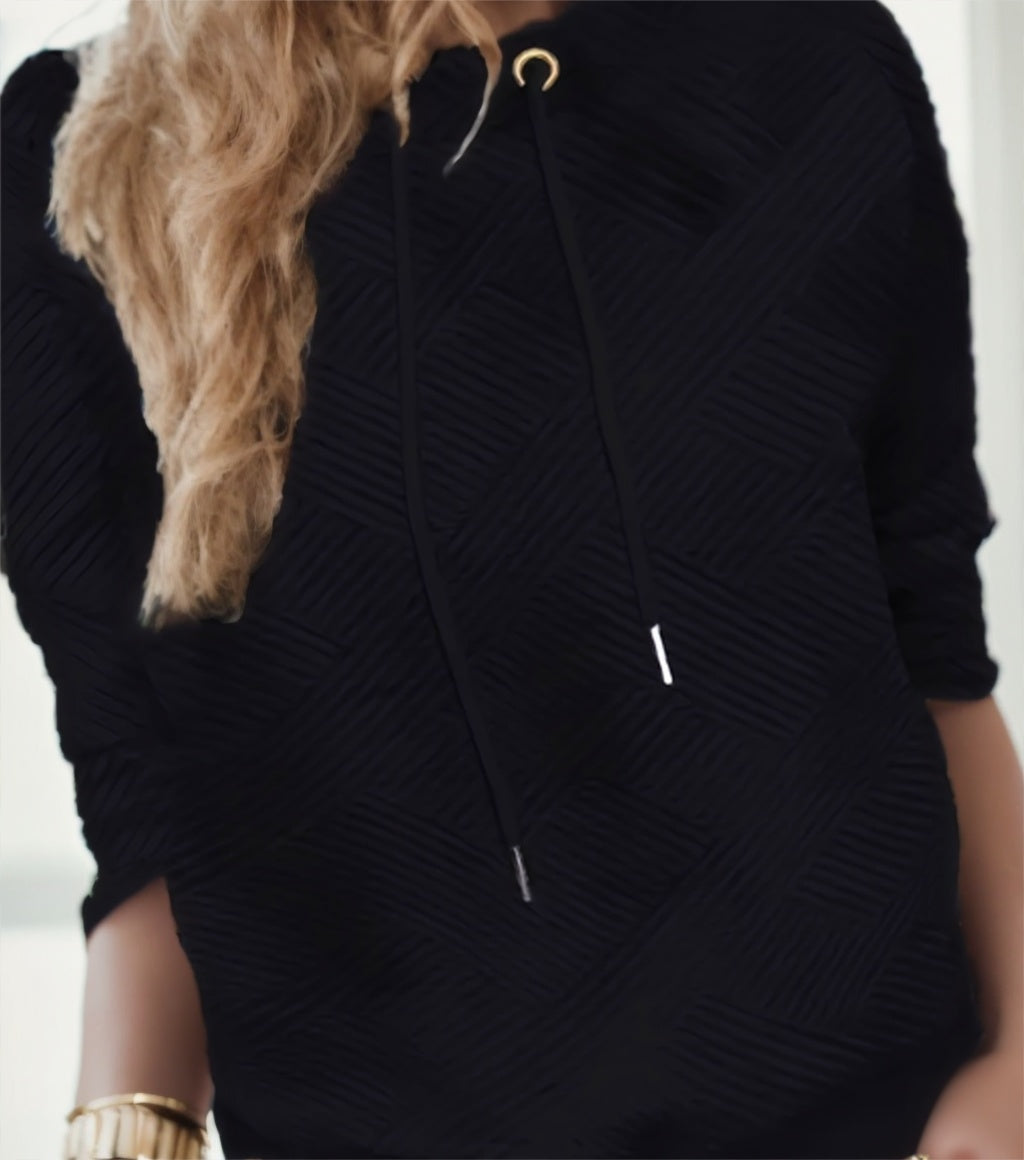 Sarah Express Drawstring Pullover Sweatshirt Solid Color Casual
