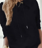 Sarah Express Drawstring Pullover Sweatshirt Solid Color Casual