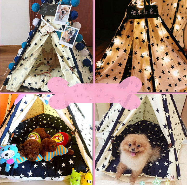 Sarah Express Portable Washable Pet Teepee Tent - Dog Bed Cat House Indoor Outdoor