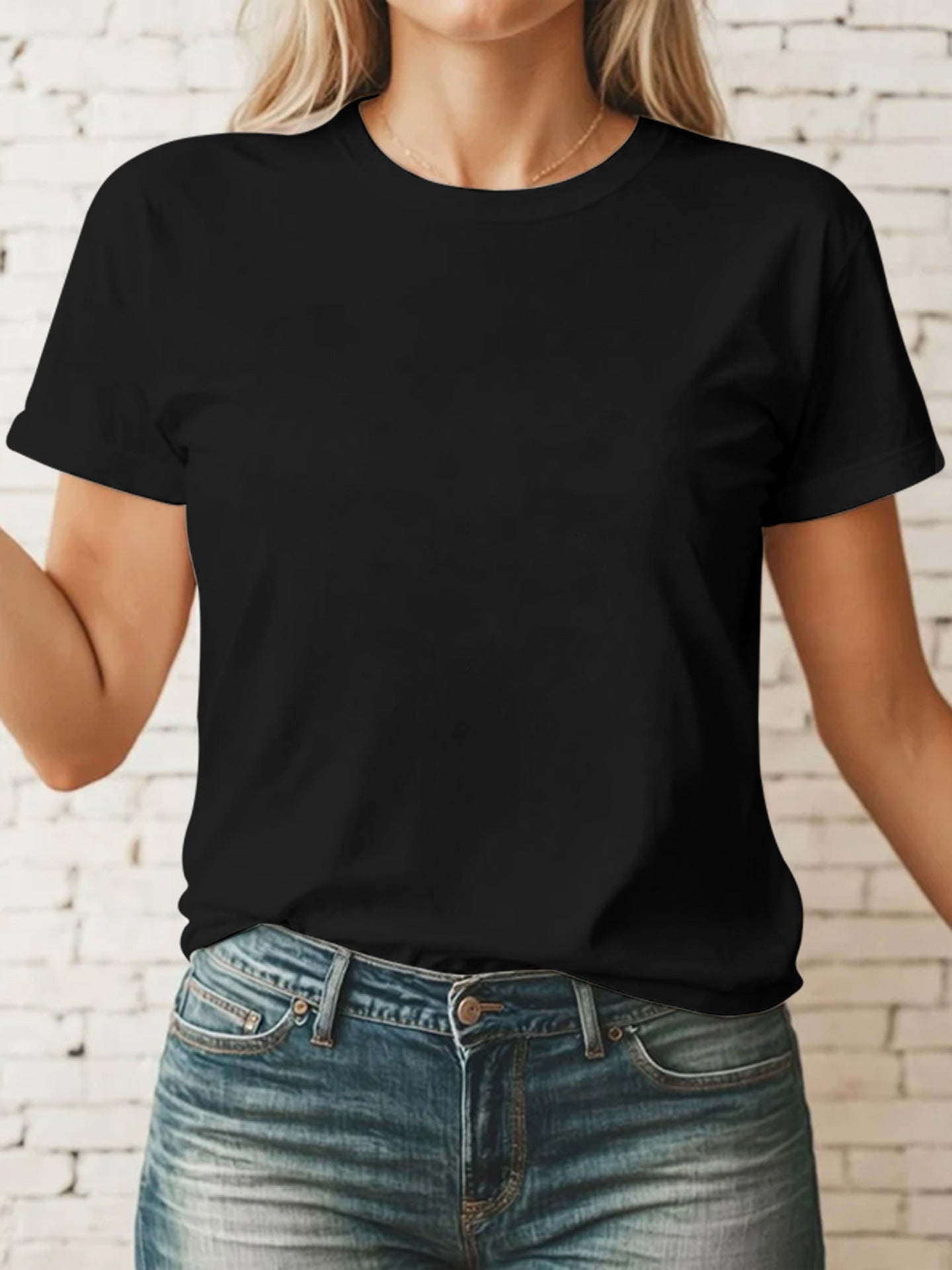 Sarah Express Women's Round Neck Short Sleeve Cotton T-Shirt 3D Print Casual