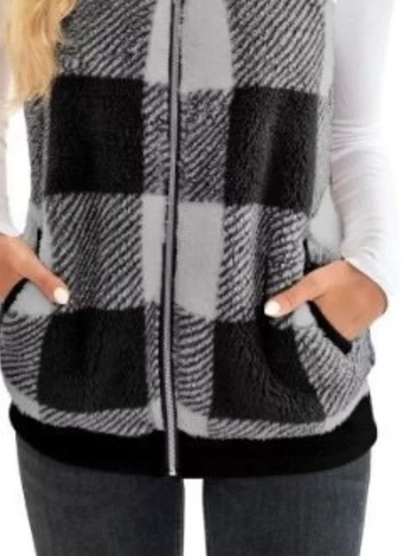 Sarah Express Women's Color Block Zip Up Vest Coat Plus Size