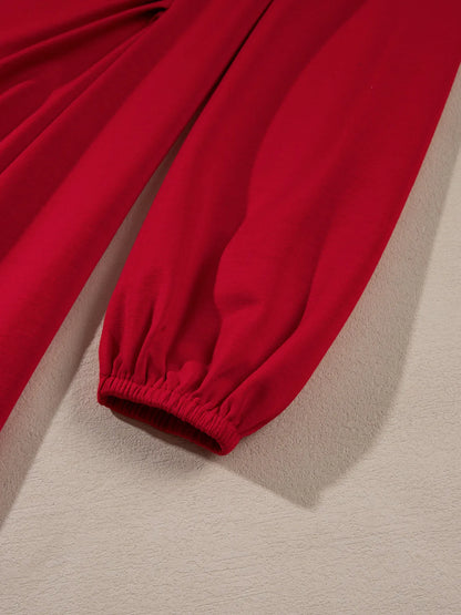 Sarah Express Women's Solid Color Ruched Detail Long Sleeve Midi Dress