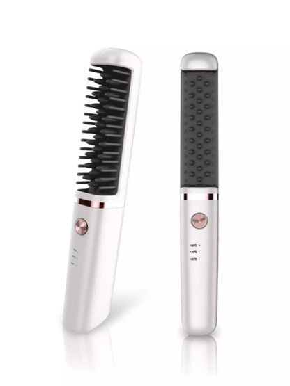 Sarah Express 2-in-1 Heated Straightening Comb - Portable Hair Straightener & Curler White One Size