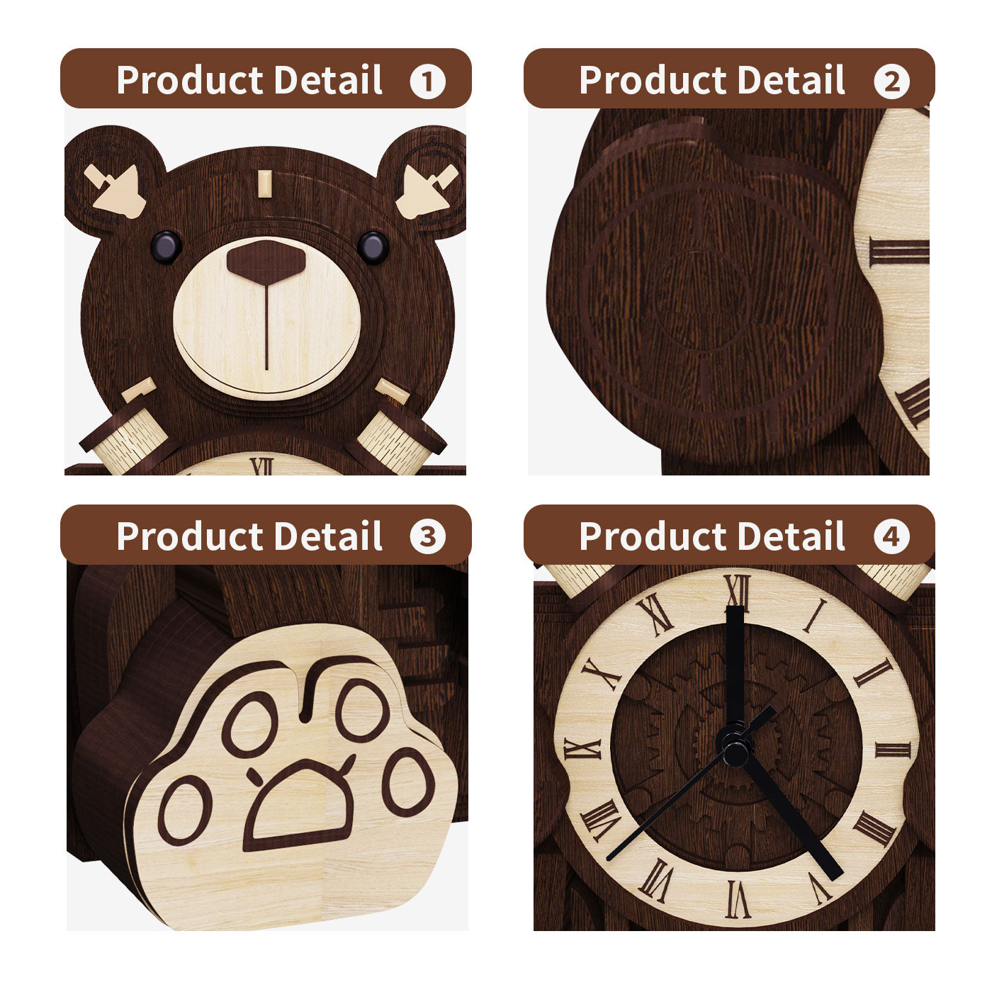Sarah Express Cute Bear Timekeeper Clock - Decorative Desktop Timer for Home Office Bedroom