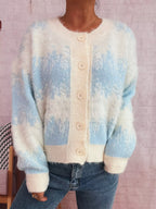 Sarah Express Women's Ribbed Hem Button Up Cardigan