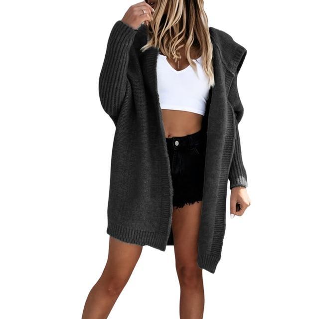 Women's Hooded Longline Cardigan Sweater Coat Oversized Knit