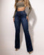 Sarah Express Women's High Waist Button Front Jeans - Elegant Casual Denim Trousers