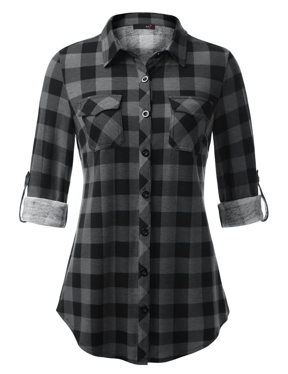 Sarah Express Women's Plaid Button Front Shirt Long Sleeve Casual Cardigan