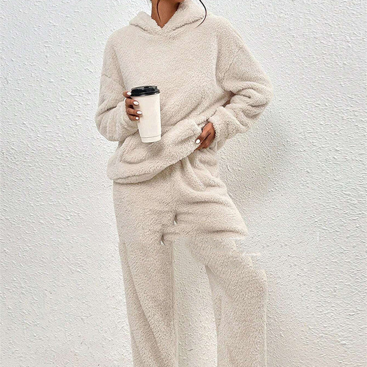 Sarah Express Women's Fleece-Lined Hooded Sweatshirt and Pants Two-Piece Cozy Lounge Set