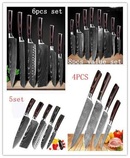 Sarah Express Professional Damascus Chef Knife Set - 7CR17 Stainless Steel Kitchen Knives 23pcs set