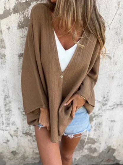 Sarah Express Women's Oversized Button-Up Cardigan - Plus Size Cozy Knit Sweater Brown