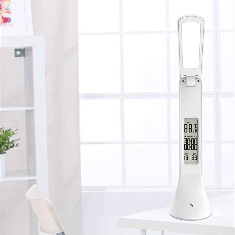 Sarah Express LED Dimmable Desk Lamp with Calendar, Alarm Clock & Temperature Display - Touch Control Reading Light