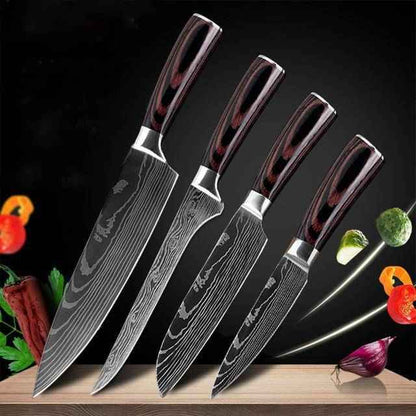 Sarah Express Professional Damascus Chef Knife Set - 7CR17 Stainless Steel Kitchen Knives 8chef+6bon+5san+3.5pair