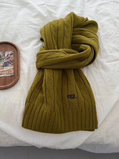 Sarah Express Women's Ribbed Knitted Winter Scarf Pickle Green ONESIZE