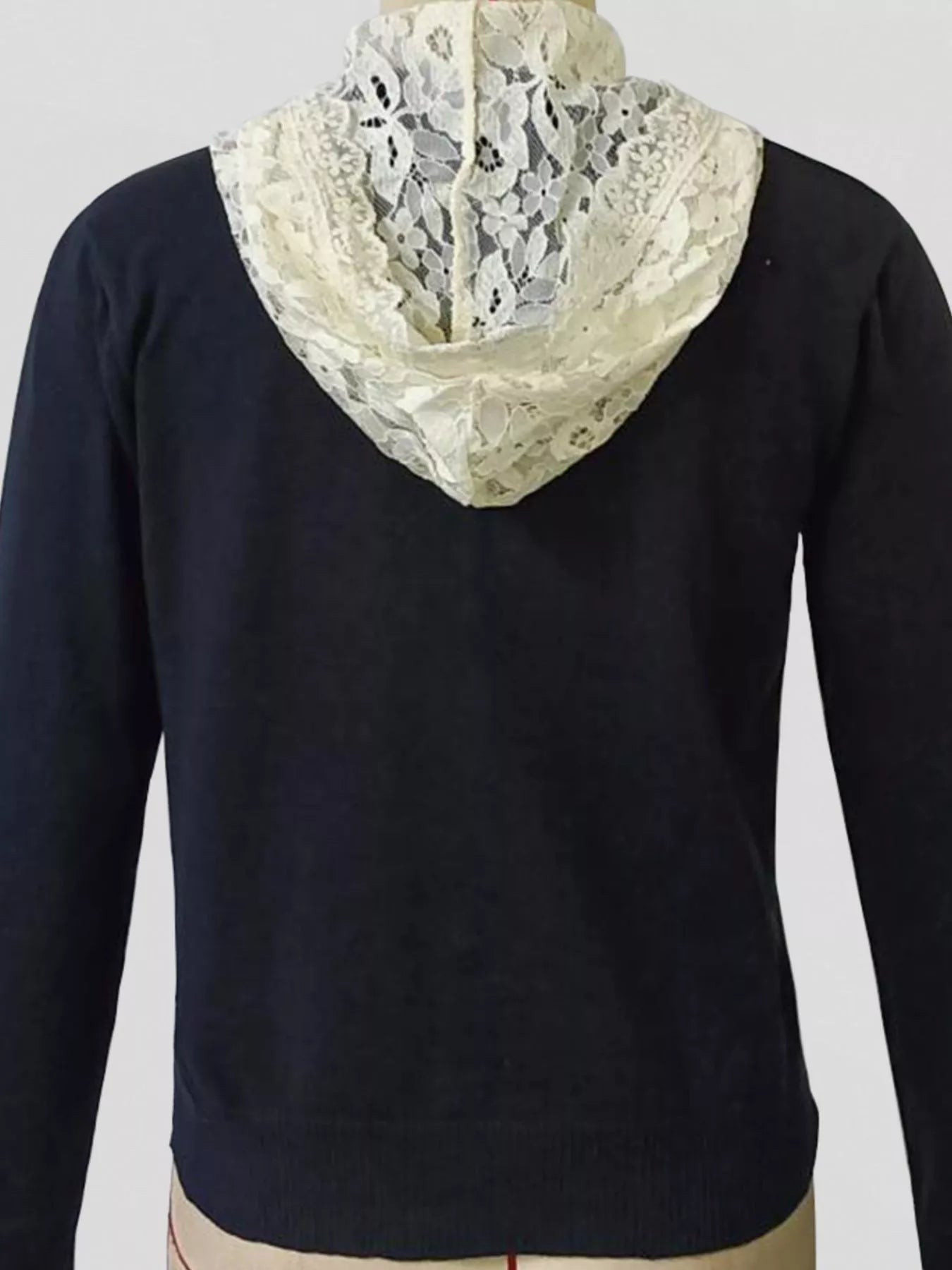 Sarah Express Women's Lace Trim Hooded Cardigan