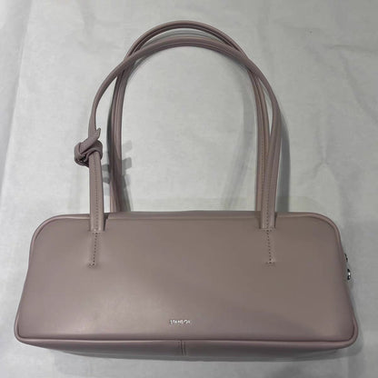 Sarah Express French Baguette Style PU Leather Underarm Tote Bag for Women - Elegant Horizontal Handbag with Lace Detail Pink Plus Accessories 13x31.5x8.5