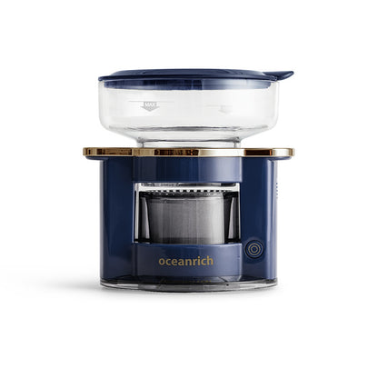 Sarah Express Automatic Rotary Pour Over Coffee Maker - Compact Single Serve Drip Machine Blue S2