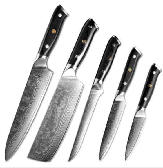 Sarah Express Japanese Damascus Steel Kitchen Knife - 67 Layer Professional Chef Knife 5pcs
