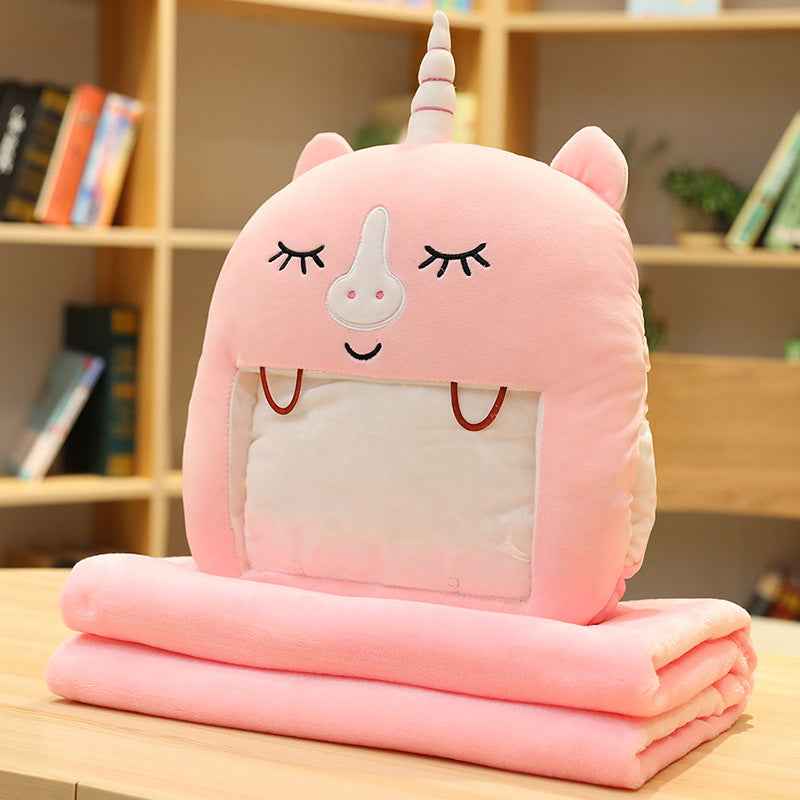 Sarah Express Multifunctional Hand Warmer Pillow with Phone Pocket & Blanket - Plush Winter Comfort Cushion Unicorn