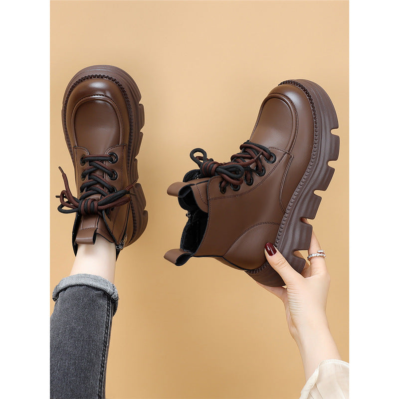 Sarah Express Women's Wool-Lined Waterproof Genuine Leather Winter Boots | Warm Mid-Heel Low Shaft Boots