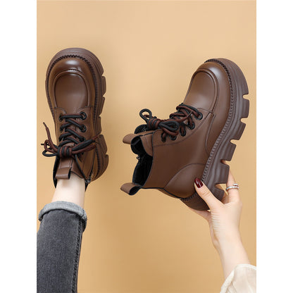 Sarah Express Women's Wool-Lined Waterproof Genuine Leather Winter Boots | Warm Mid-Heel Low Shaft Boots