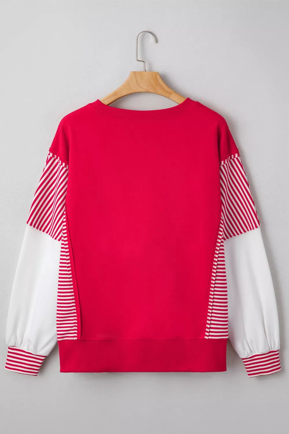 Sarah Express Women's Valentines Day Sequin Heart Striped Color Block Patchwork Sweatshirt