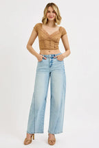 Sarah Express Women’s Plus Size Mid Rise Barrel Jeans Casual