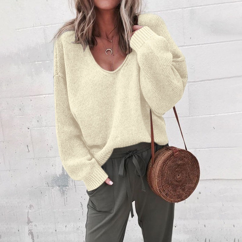 Sarah Express Women's V-Neck Long Sleeve Acrylic Sweater