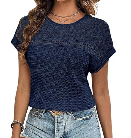 Sarah Express Hollow Cutout Breathable Short Sleeve T-Shirt Raglan Sleeve