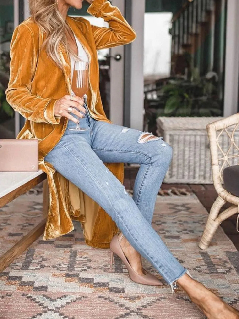 Sarah Express Women's Hooded Button Up Longline Coat